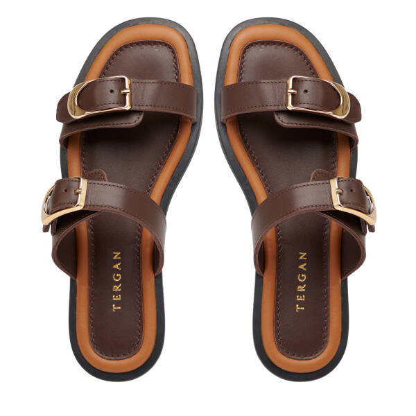 Kahverengi Hakiki Deri Kadın Terlik - K26Y1TR68420-A24 - 5