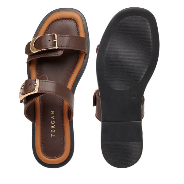 Kahverengi Hakiki Deri Kadın Terlik - K26Y1TR68420-A24 - 6