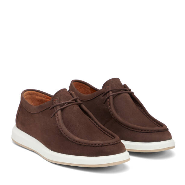 Kahverengi Hakiki Nubuk Deri Erkek Casual Ayakkabı - E26I1AY57635-A39 - 2