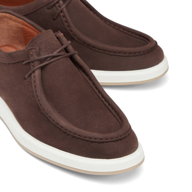 Kahverengi Hakiki Nubuk Deri Erkek Casual Ayakkabı - E26I1AY57635-A39 - 3