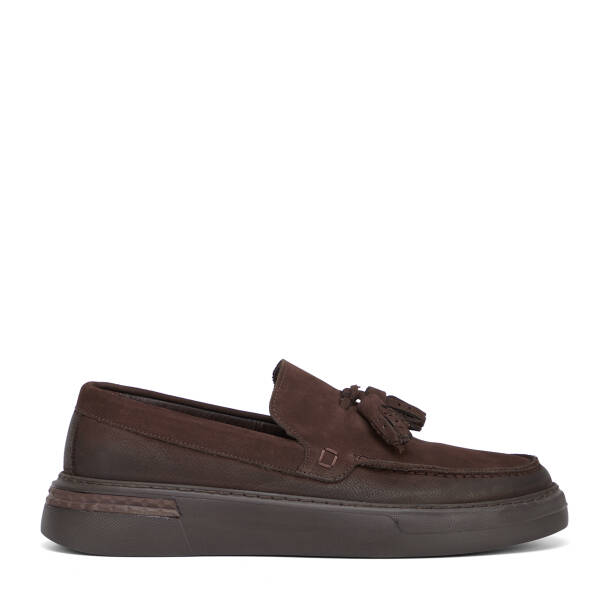 Kahverengi Hakiki Nubuk Deri Erkek Loafer - E26S1AY57804-A39 