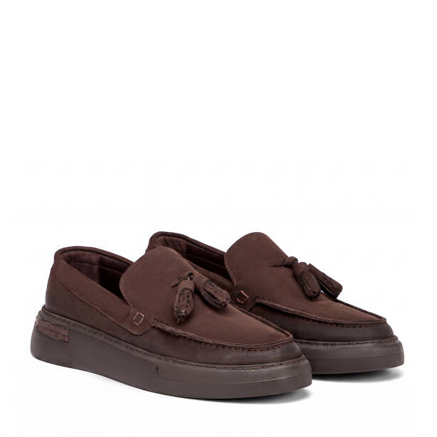 Kahverengi Hakiki Nubuk Deri Erkek Loafer - E26S1AY57804-A39 - 2