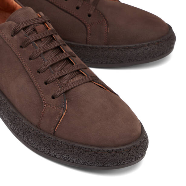 Kahverengi Hakiki Nubuk Deri Erkek Sneaker - E26I1AY57633-A39 - 3