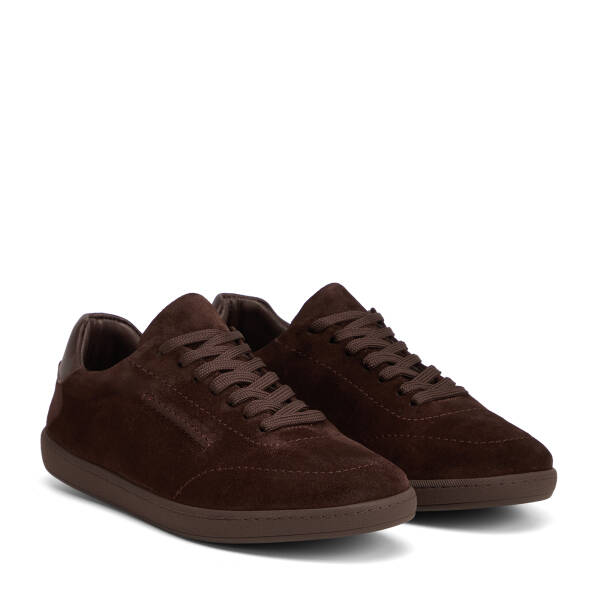 Kahverengi Hakiki Nubuk Deri Erkek Sneaker - E26I1AY57796-B85 - 2