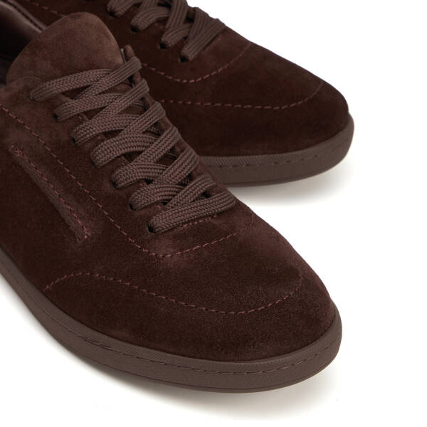 Kahverengi Hakiki Nubuk Deri Erkek Sneaker - E26I1AY57796-B85 - 3