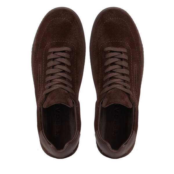 Kahverengi Hakiki Nubuk Deri Erkek Sneaker - E26I1AY57796-B85 - 5