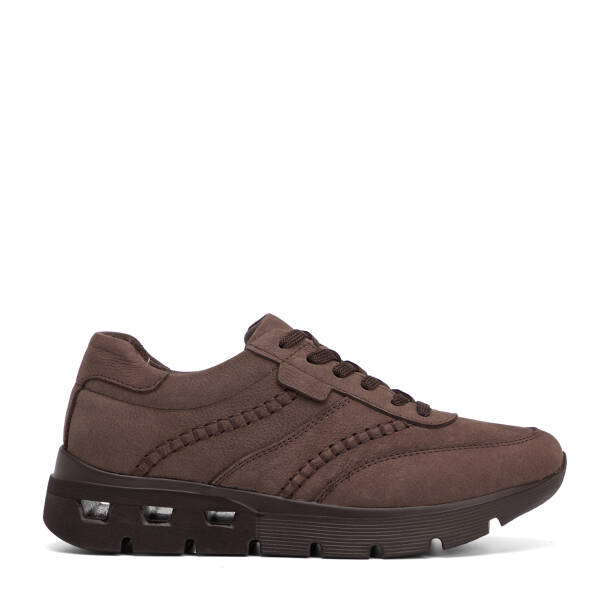 Kahverengi Hakiki Nubuk Deri Kadın Sneaker - K26S1AY68927-A39 - 1