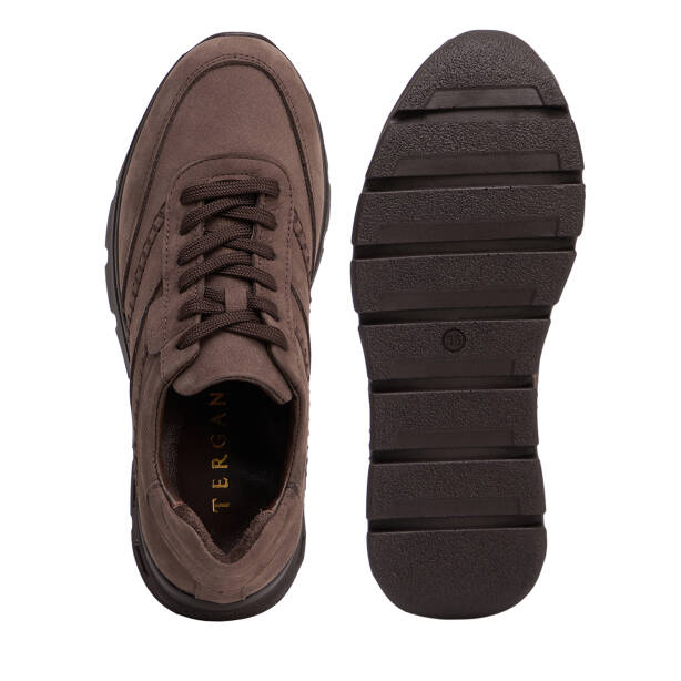 Kahverengi Hakiki Nubuk Deri Kadın Sneaker - K26S1AY68927-A39 - 5