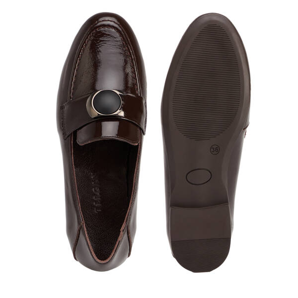Kahverengi Hakiki Rugan Deri Kadın Loafer - K26S1AY68882-C88 - 5