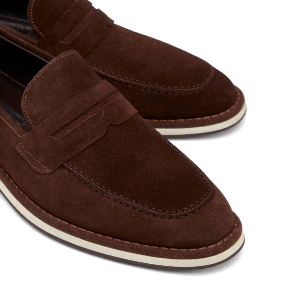 Kahverengi Hakiki Süet Deri Erkek Loafer - E26I1AY57683-B85 - 3