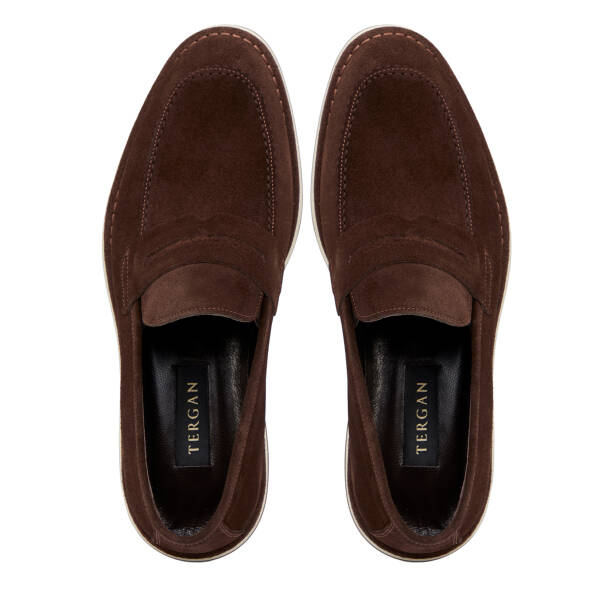 Kahverengi Hakiki Süet Deri Erkek Loafer - E26I1AY57683-B85 - Tergan