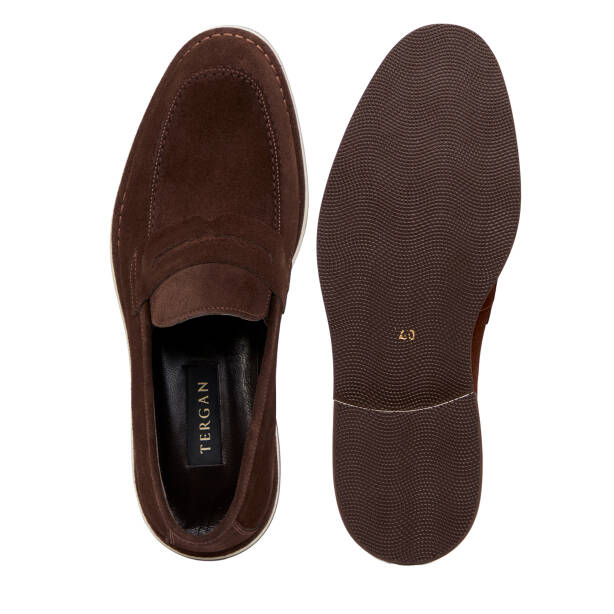Kahverengi Hakiki Süet Deri Erkek Loafer - E26I1AY57683-B85 - Tergan