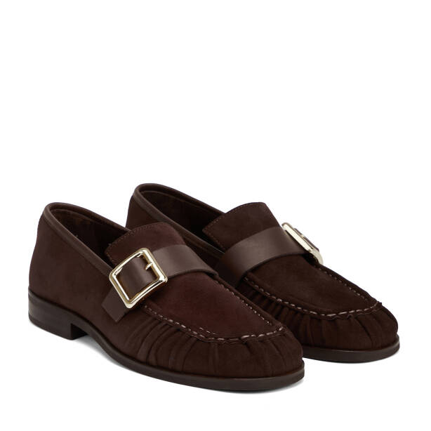 Kahverengi Hakiki Süet Deri Erkek Loafer - E26I1AY57714-B85 - 2