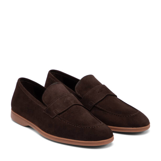 Kahverengi Hakiki Süet Deri Erkek Loafer - E26I1AY57715-B85 - Tergan