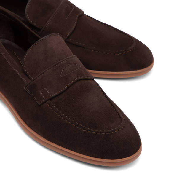 Kahverengi Hakiki Süet Deri Erkek Loafer - E26I1AY57715-B85 - Tergan