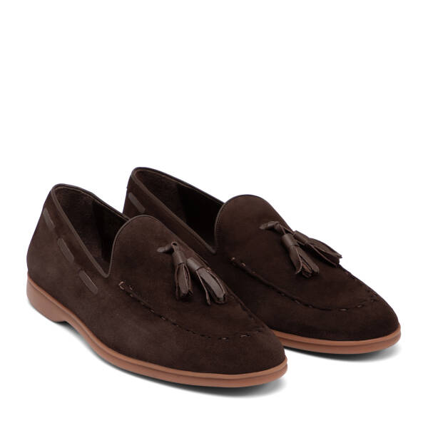 Kahverengi Hakiki Süet Deri Erkek Loafer - E26I1AY57716-B85 - 2
