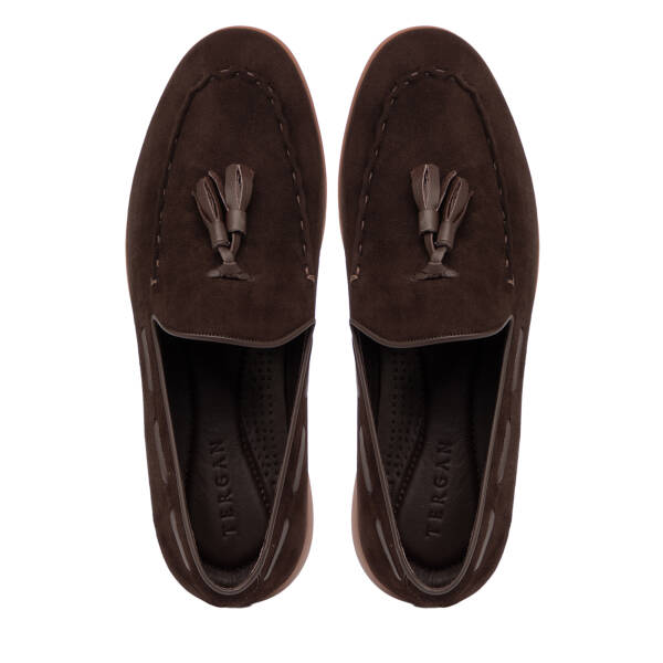 Kahverengi Hakiki Süet Deri Erkek Loafer - E26I1AY57716-B85 - 5