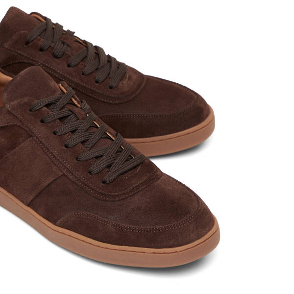Kahverengi Hakiki Süet Deri Erkek Sneaker - E26I1AY57622-B85 - 3