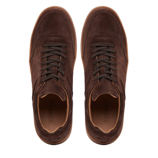 Kahverengi Hakiki Süet Deri Erkek Sneaker - E26I1AY57622-B85 - 5