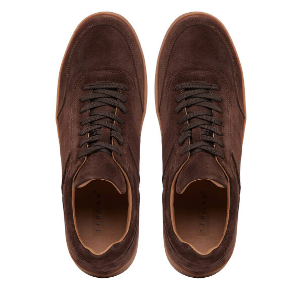 Kahverengi Hakiki Süet Deri Erkek Sneaker - E26I1AY57622-B85 - 5