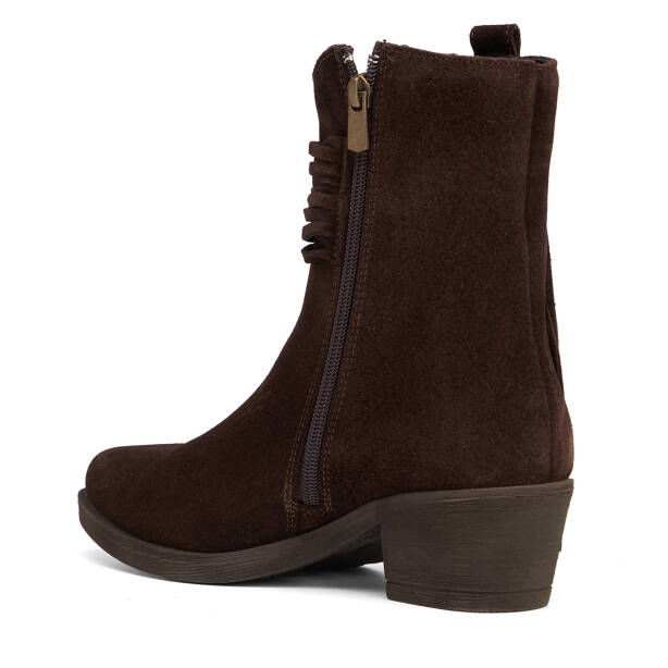 Kahverengi Hakiki Süet Deri Kadın Bot - K26K1BT68919-B85 - 4