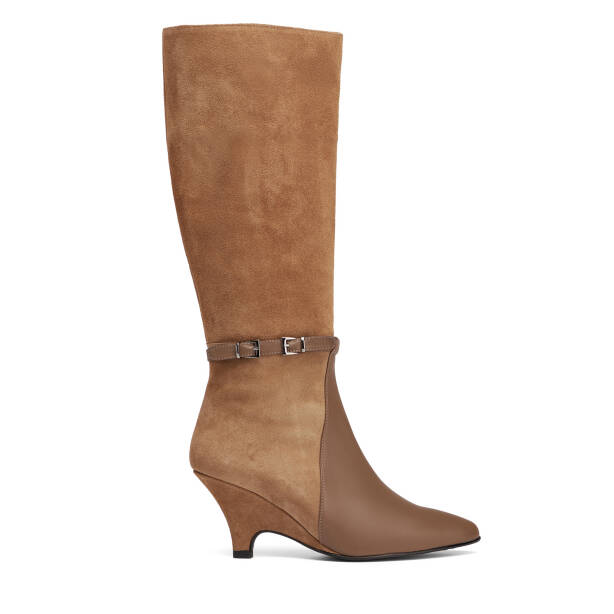 Kahverengi Hakiki Süet Deri Kadın Çizme - K26K1CM68717-F56 - 1