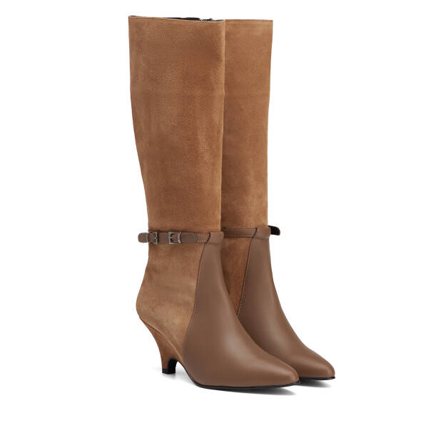 Kahverengi Hakiki Süet Deri Kadın Çizme - K26K1CM68717-F56 - 2