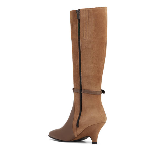 Kahverengi Hakiki Süet Deri Kadın Çizme - K26K1CM68717-F56 - 3