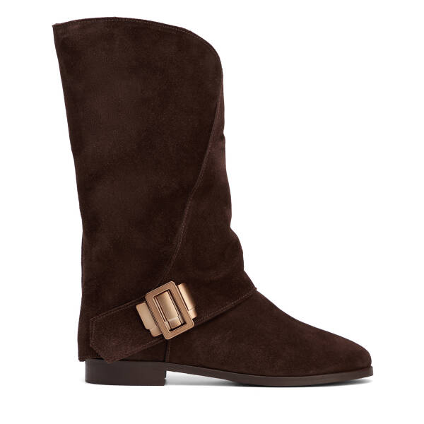 Kahverengi Hakiki Süet Deri Kadın Çizme - K26K1CM68762-B85 - 1