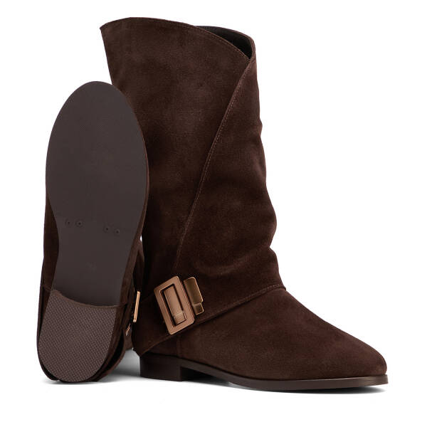 Kahverengi Hakiki Süet Deri Kadın Çizme - K26K1CM68762-B85 - 4