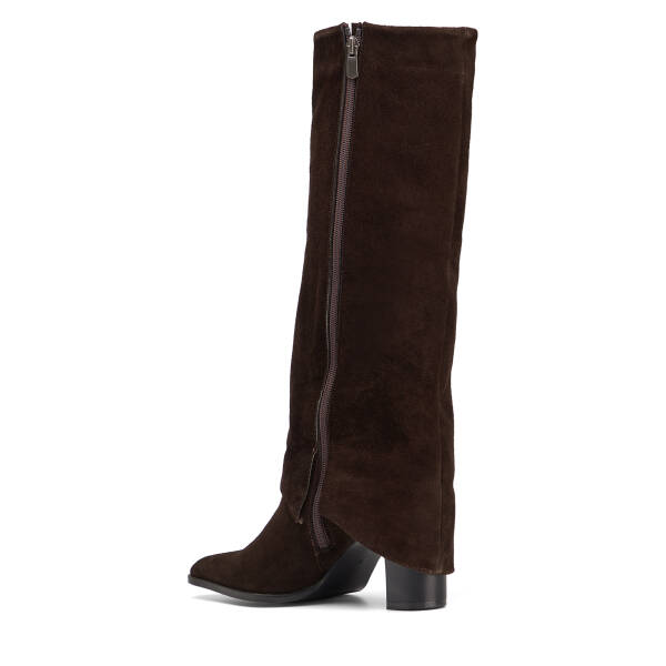 Kahverengi Hakiki Süet Deri Kadın Çizme - K26K1CM68765-B85 - 3