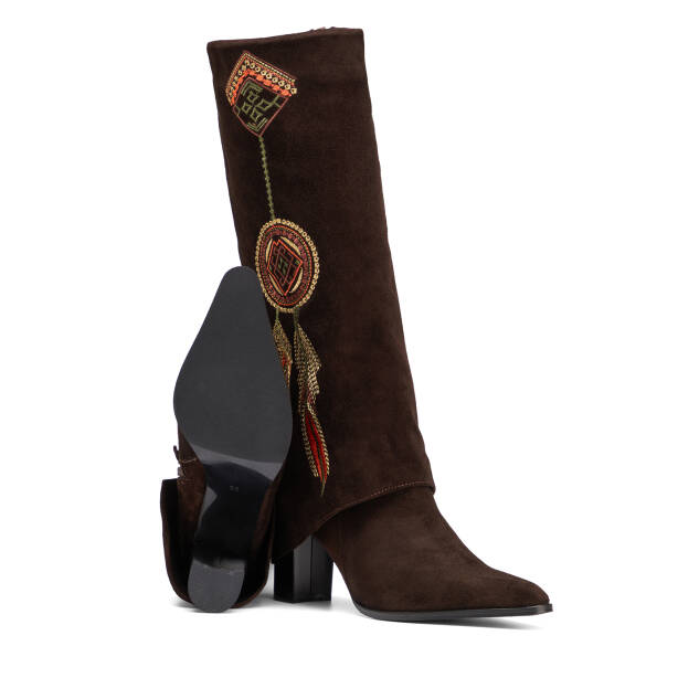 Kahverengi Hakiki Süet Deri Kadın Çizme - K26K1CM68765-B85 - 4