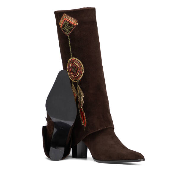Kahverengi Hakiki Süet Deri Kadın Çizme - K26K1CM68765-B85 - 4