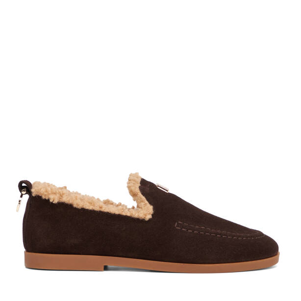 Kahverengi Hakiki Süet Deri Kadın Loafer - K26K1AY68833-B85 
