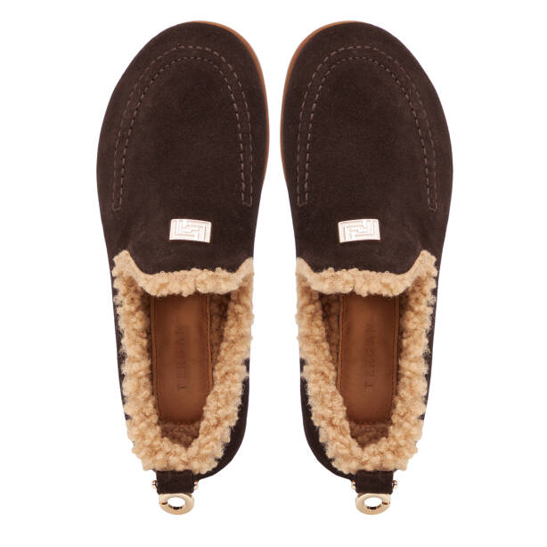 Kahverengi Hakiki Süet Deri Kadın Loafer - K26K1AY68833-B85 - 5