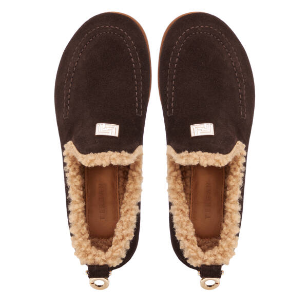 Kahverengi Hakiki Süet Deri Kadın Loafer - K26K1AY68833-B85 - 5