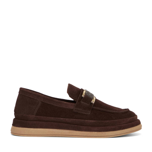 Kahverengi Hakiki Süet Deri Kadın Loafer - K26S1AY68866-B85 