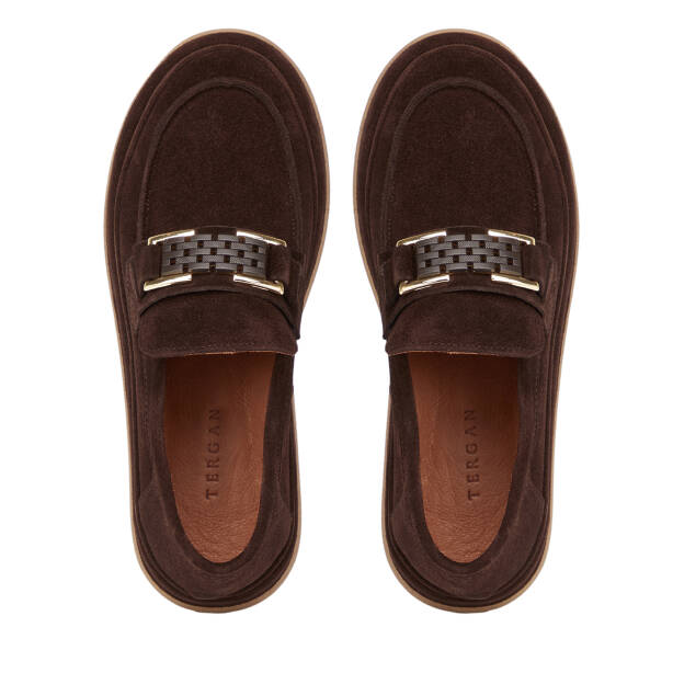 Kahverengi Hakiki Süet Deri Kadın Loafer - K26S1AY68866-B85 - 5