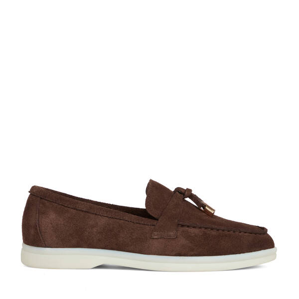Kahverengi Hakiki Süet Deri Kadın Loafer - K26S1AY68915-B85 - 1