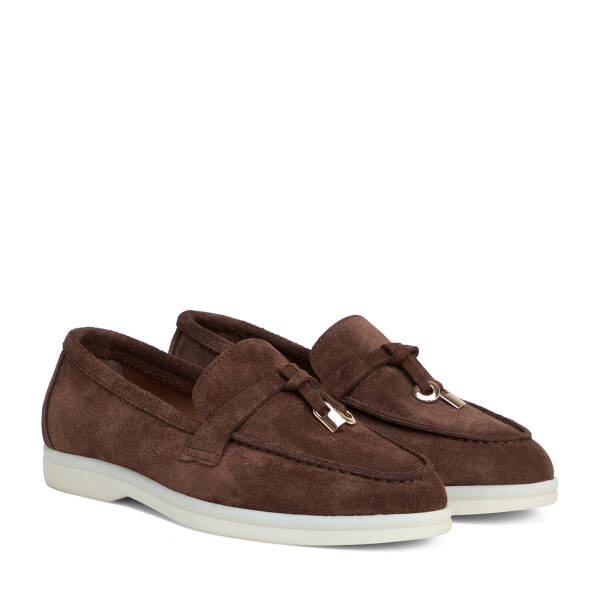 Kahverengi Hakiki Süet Deri Kadın Loafer - K26S1AY68915-B85 - 2