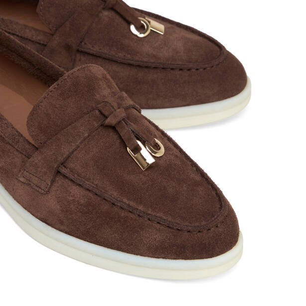 Kahverengi Hakiki Süet Deri Kadın Loafer - K26S1AY68915-B85 - 3