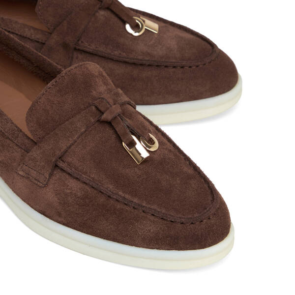 Kahverengi Hakiki Süet Deri Kadın Loafer - K26S1AY68915-B85 - 3