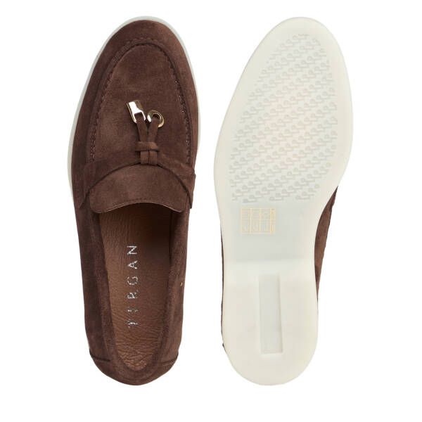 Kahverengi Hakiki Süet Deri Kadın Loafer - K26S1AY68915-B85 - 5
