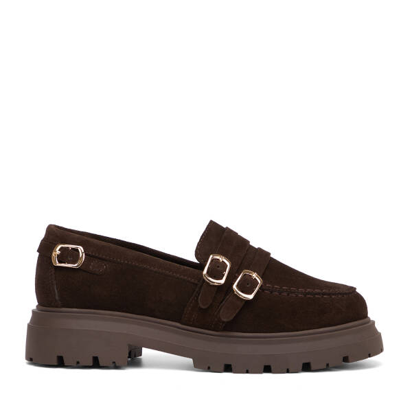 Kahverengi Hakiki Süet Deri Kadın Loafer - K26S1AY68922-B85 - 1