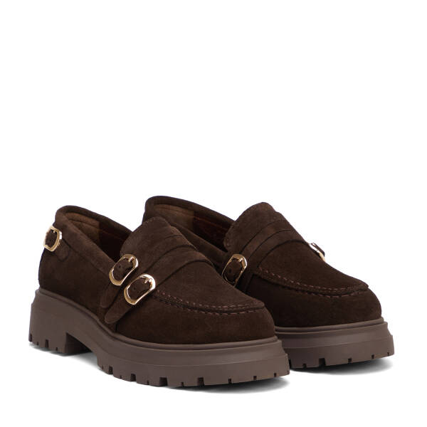 Kahverengi Hakiki Süet Deri Kadın Loafer - K26S1AY68922-B85 - 2