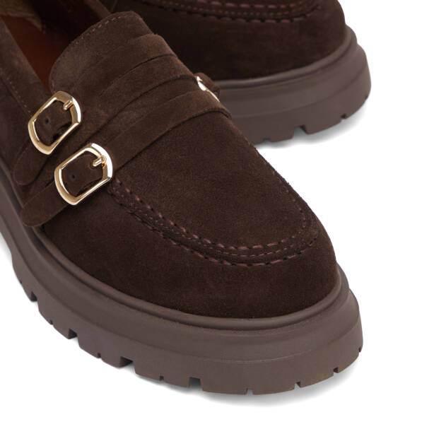 Kahverengi Hakiki Süet Deri Kadın Loafer - K26S1AY68922-B85 - Tergan