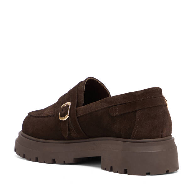 Kahverengi Hakiki Süet Deri Kadın Loafer - K26S1AY68922-B85 - Tergan