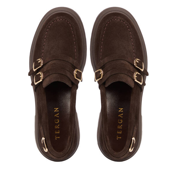 Kahverengi Hakiki Süet Deri Kadın Loafer - K26S1AY68922-B85 - Tergan