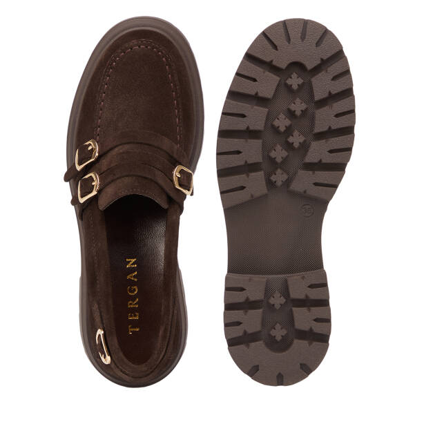 Kahverengi Hakiki Süet Deri Kadın Loafer - K26S1AY68922-B85 - Tergan