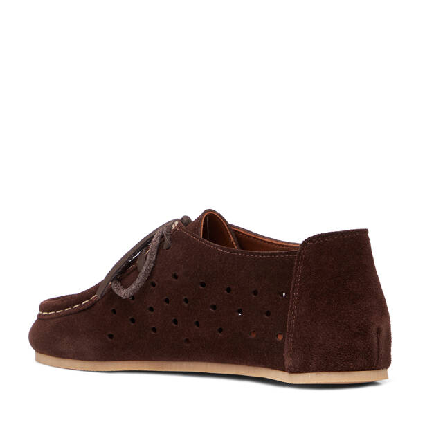 Kahverengi Hakiki Süet Deri Kadın Makosen - K26I1AY68417-B85 - Tergan